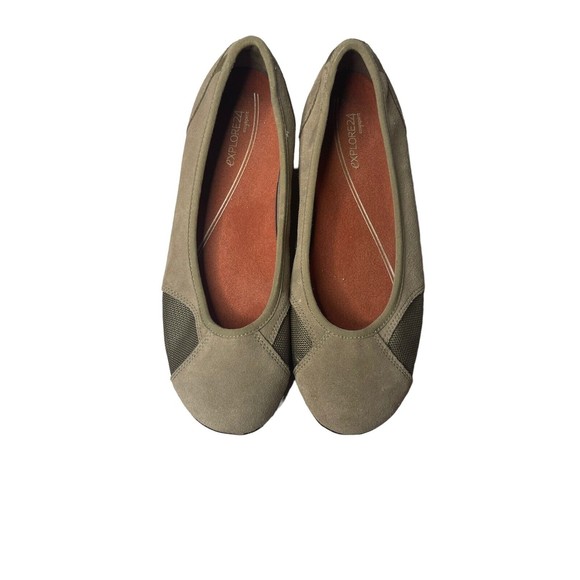 Easy Spirit Shoes - Easy Spirit Women Size 9.5 Beige Suede Vented Athletic Slip On Flats Comfort‎